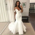 ANGELSBRIDEP Свадебные платья с V-образным вырезом платье русалки сексуальные тонкие бретельки атласные простые дизайнерские искусственные