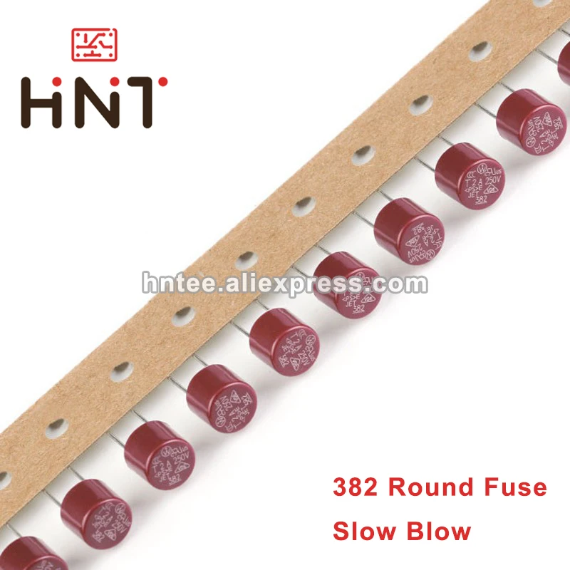 10 шт. Плавкий предохранитель 382 круглый 250В медленно обжигается T1A T2A T3A T3.15A T4A T5A T6.3A для платы питания ЖК-телевизора и обычно используется в очистителе воды.