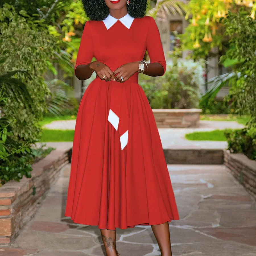 Женское ТРАПЕЦИЕВИДНОЕ ПЛАТЬЕ элегантная офисная одежда осеннее платье средней