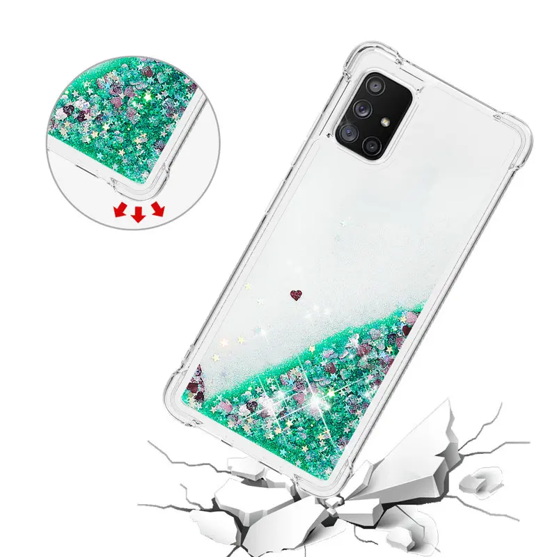 

Silicon Cover For Samsung Galaxy A71 5G Shockproof Phone Case For Samsung A71 5G SM-A716B A716 A716 Glitter Quicksand Back Cover