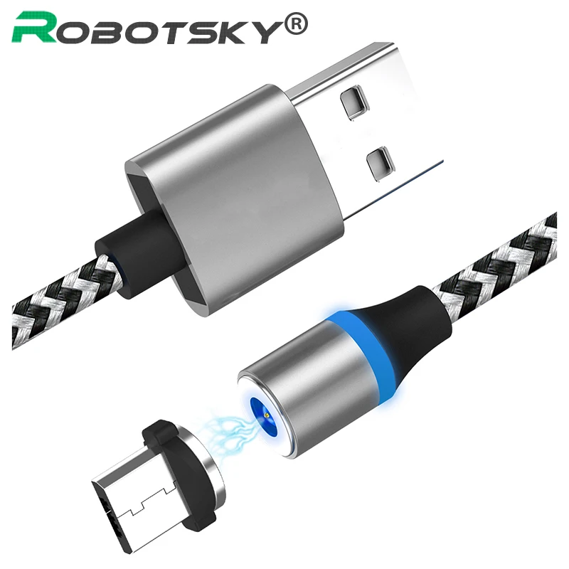 Магнитный кабель Micro USB Type C 2 1 А быстрый и стабильный зарядный со светодиодной