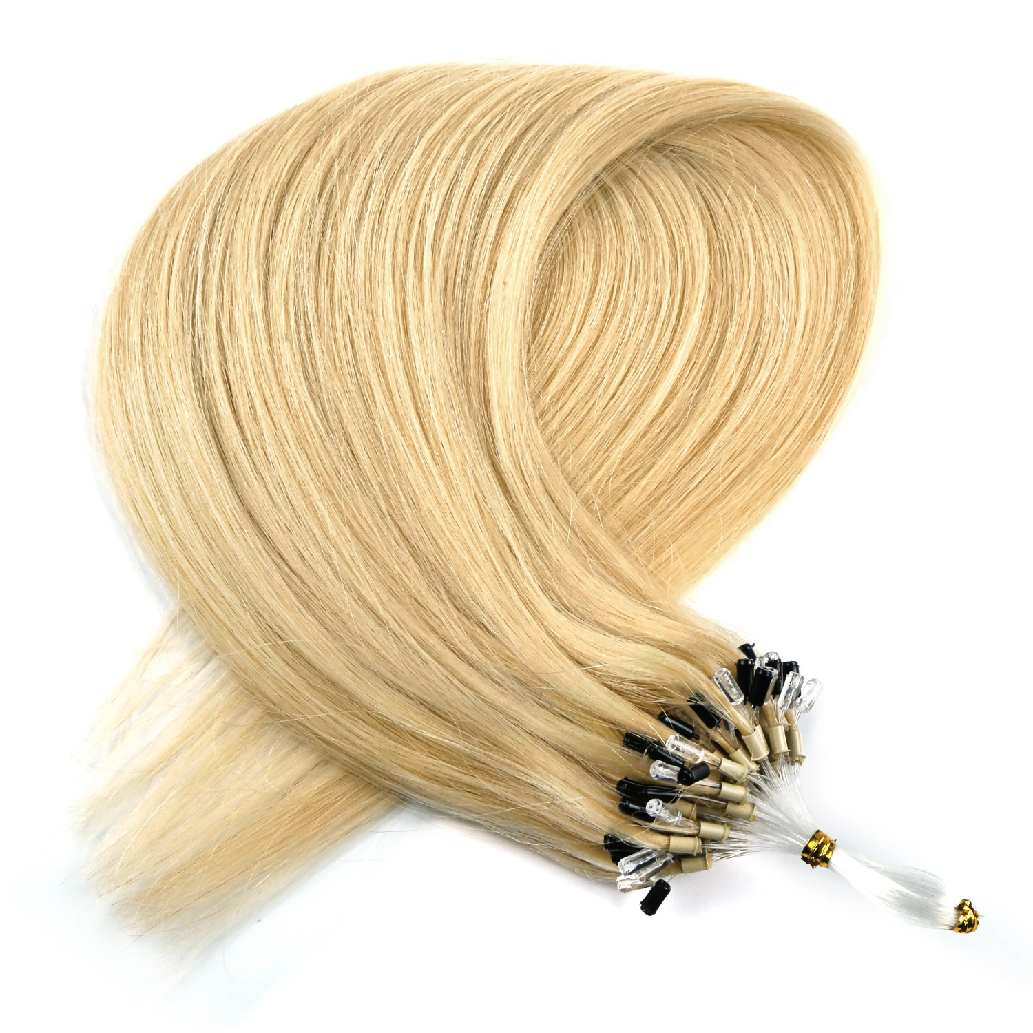 ZURIA-extensiones de cabello humano con microanillo, cabello liso de 16 