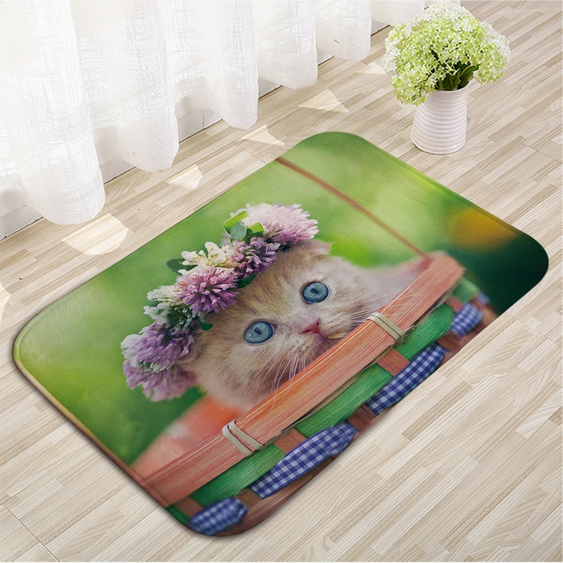Принтом в виде кошачьей мордочки Cat дверной коврик нескользящий для пола