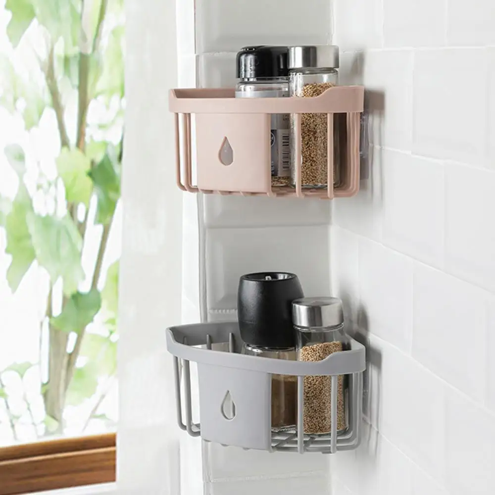 

Wall Mount Triangle Corner Storage Rack Basket Kitchen Bathroom Organizer Shelf