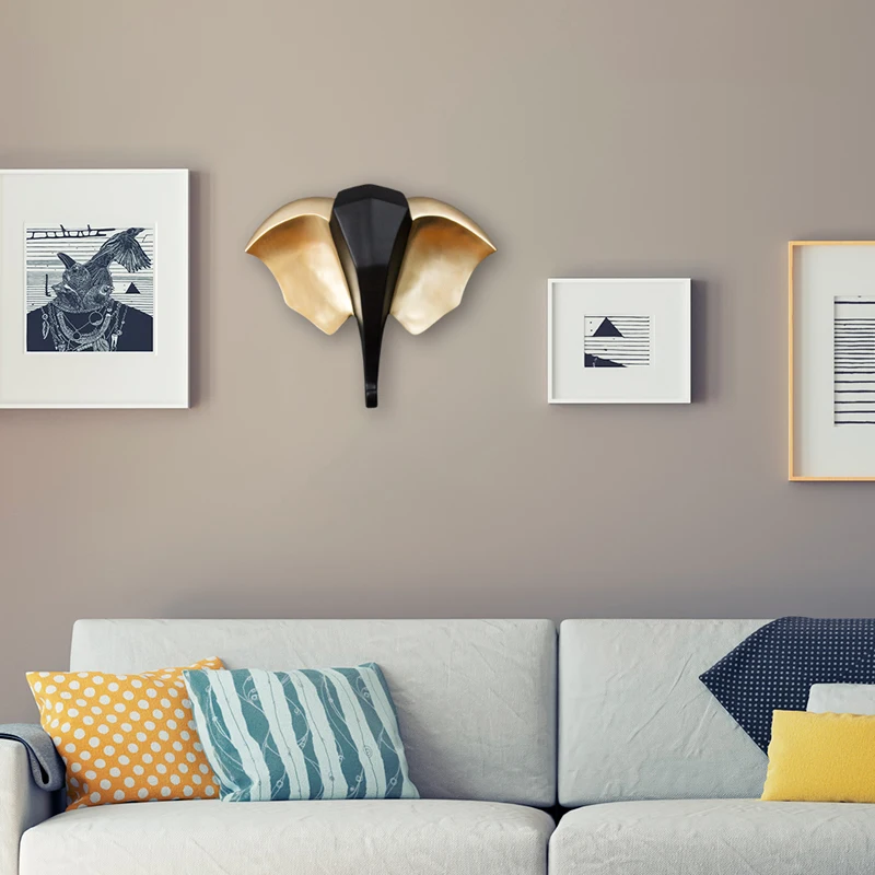 

[Abstract] Nordic style elephant head wall hanging elephant head three-dimensional home living room study porch decoration