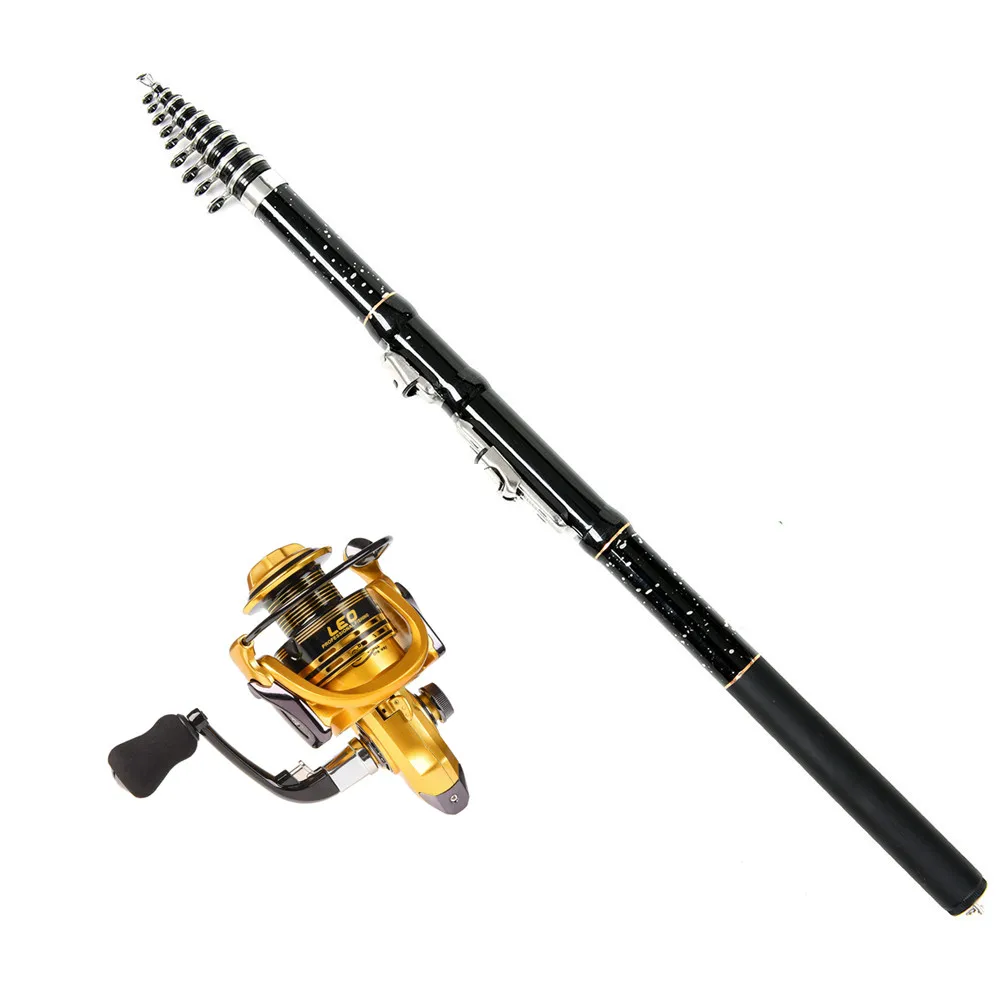 Рыболовная телескопическая катушка из углеродного волокна с принтом черная