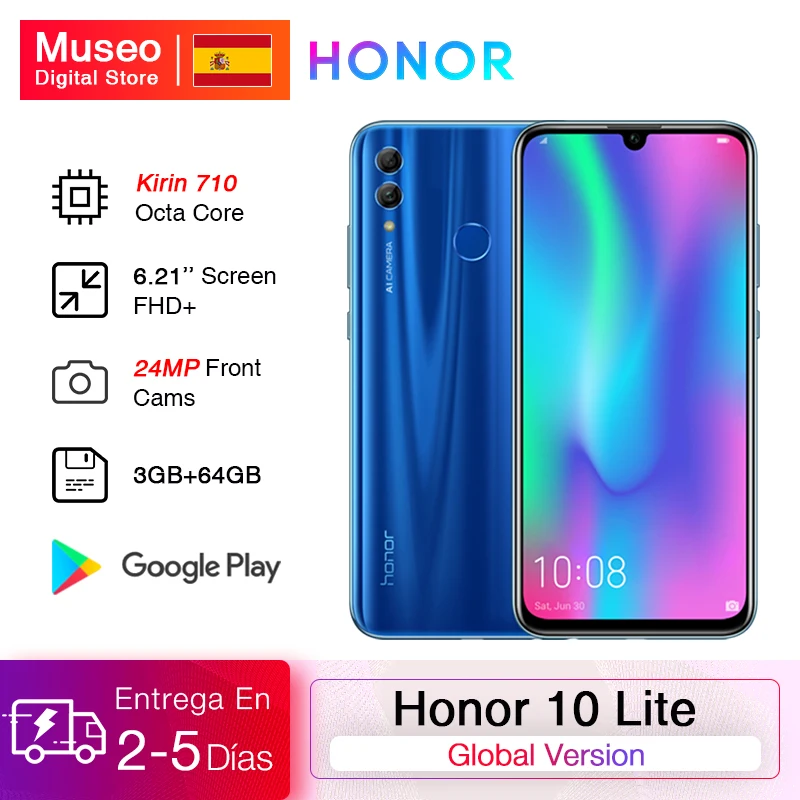 Смартфон глобальная версия Honor 10 Lite Восьмиядерный процессор Kirin 710 экран 6 21 дюйма