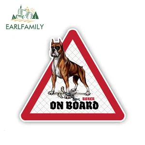 EARLFAMILY 12 см x 10,5 см, боксерские наклейки на автомобиль, наклейки на собаки, аксессуары для домашних животных, Предупреждение ждающие знаки для собаки, забавные наклейки