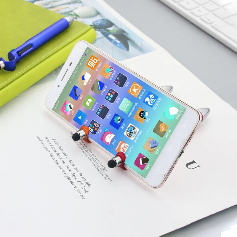 6pcs 4 color multifunction ballpoint pen screen stylus touch pen phone holder ballpen school stationery office writing supplies free global shipping