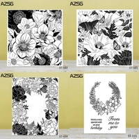 azsg blooming flowers butterfly clear stamps for diy scrapbooking decorative card making craft fun decoration supplies 14x14cm