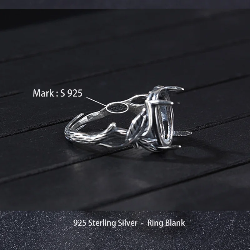 New  Heteromorphic Baroque 925 Sterling Silver Ring Blank Empty Tray Inlaid Crystal Turquoise Natural Gem Women Diy Accessories