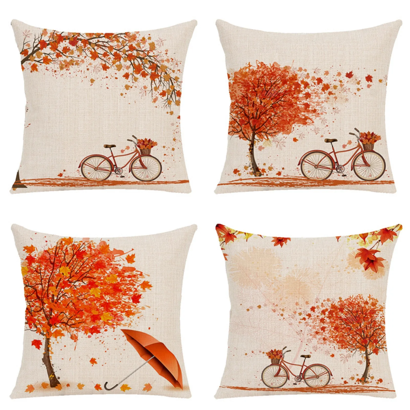 

The New Pillow Cover Cushion Cover Bicycle Red Maple Leaves Pillow Cover FFT