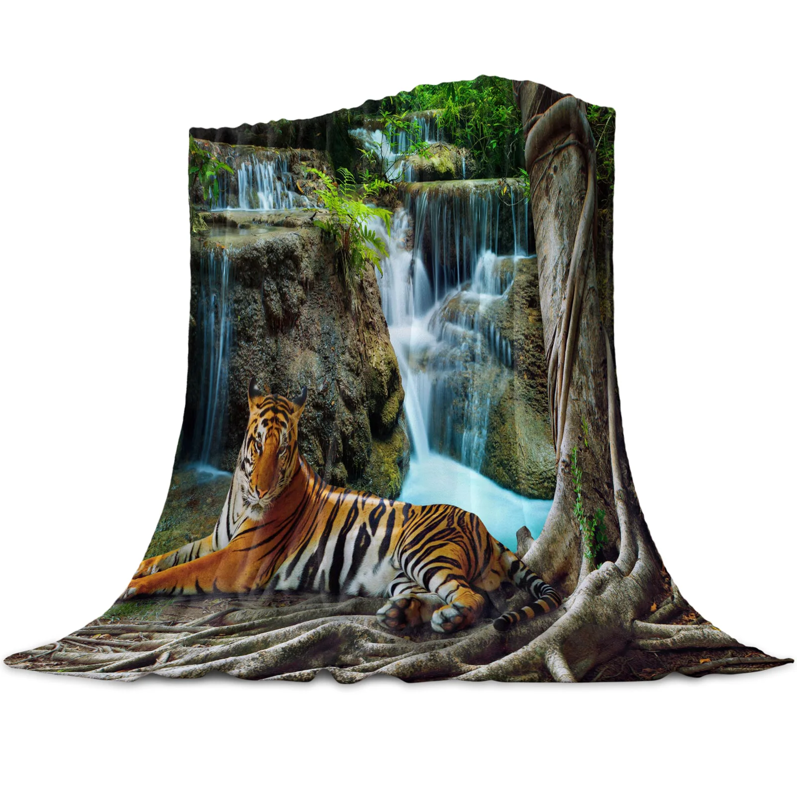 

Forest Animal Tiger Printed Fleece Blanket Bed Throw Soft Bedspread Sheets Sofa Gift Customized Blankets