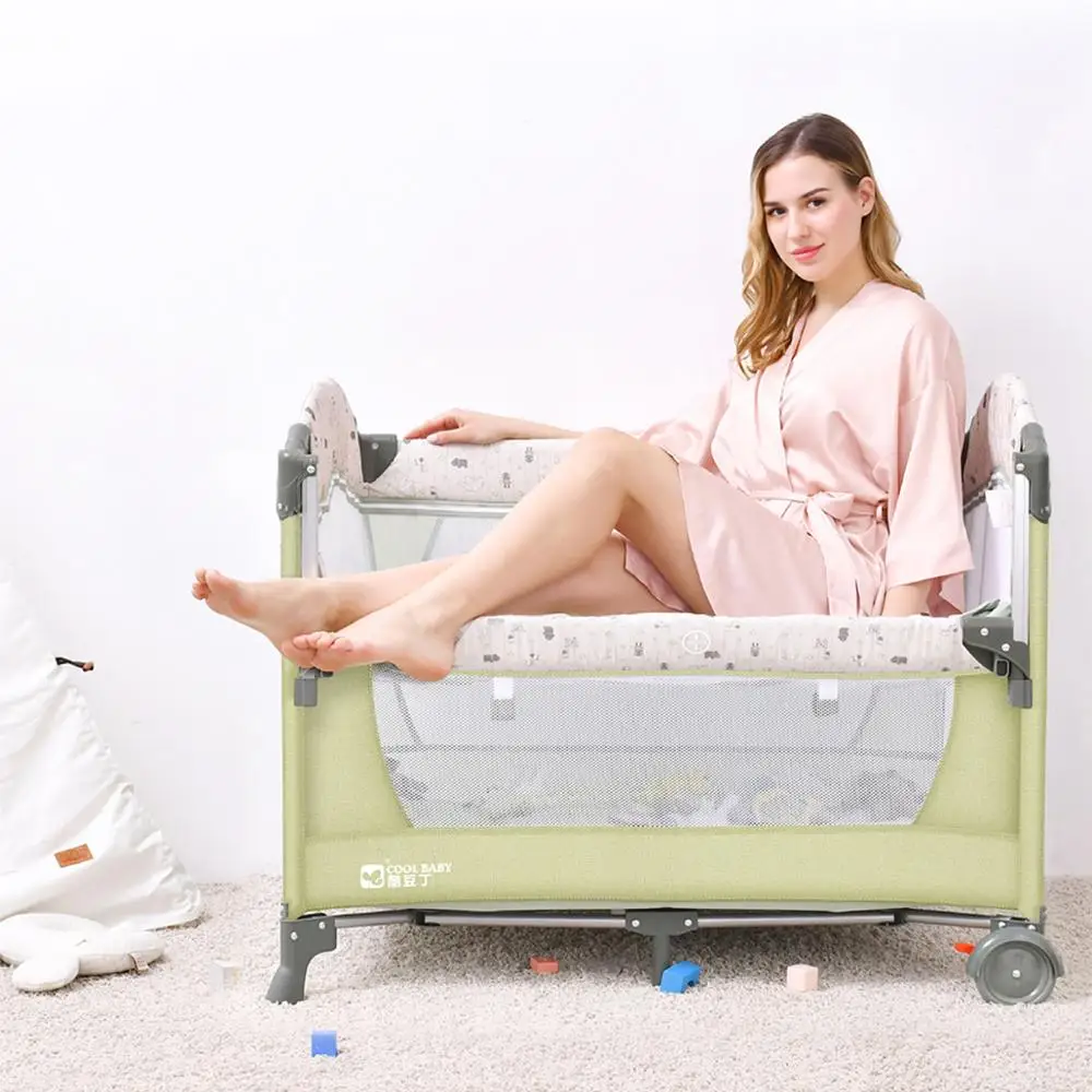 Crib splicing large bed removable bb multi-function portable folding newborn baby bedside cradle | Мать и ребенок