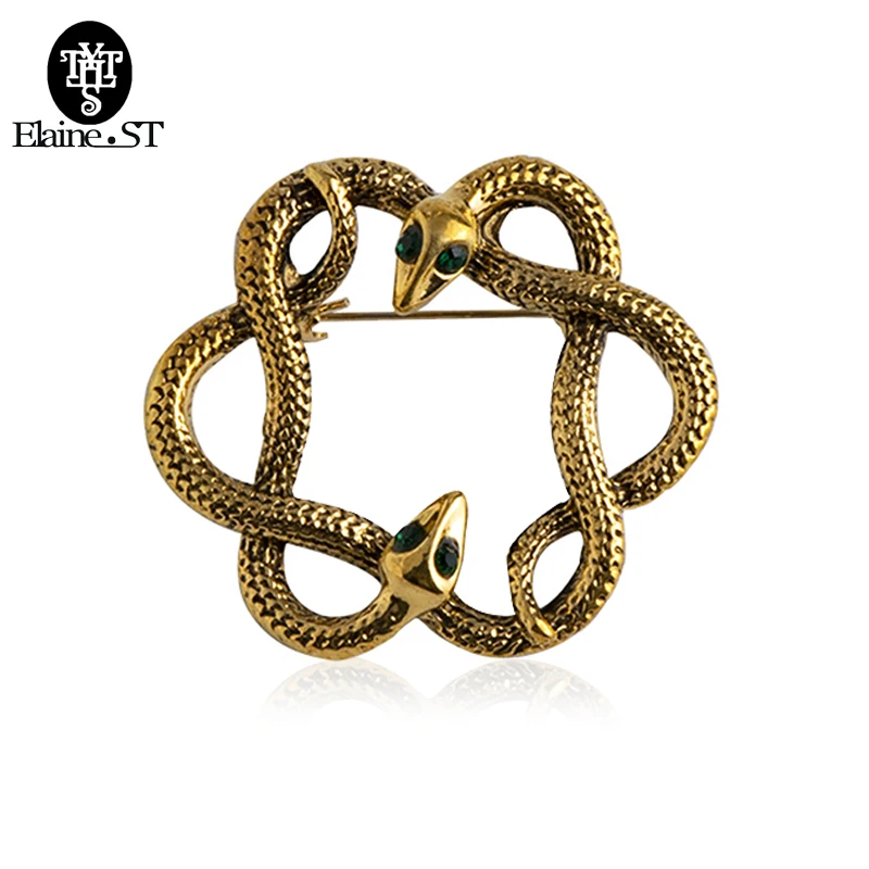 Винтажная Мужская брошь в виде змей значок на воротник женская бижутерия