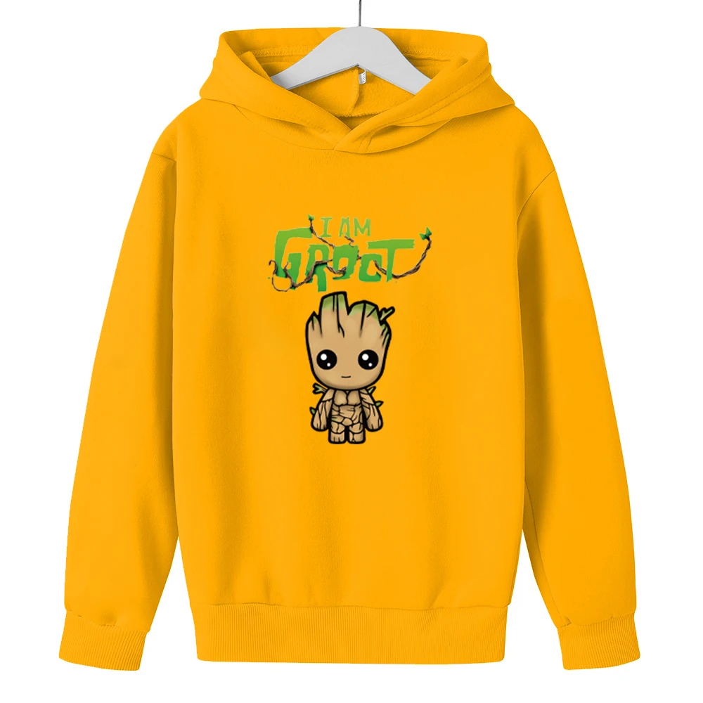 

Children's Clothing Groot Cartoon Printing With Hood 4 to 14 Years Old Hoodies For Boys and Girls Sweatshirt kawaii Hoody
