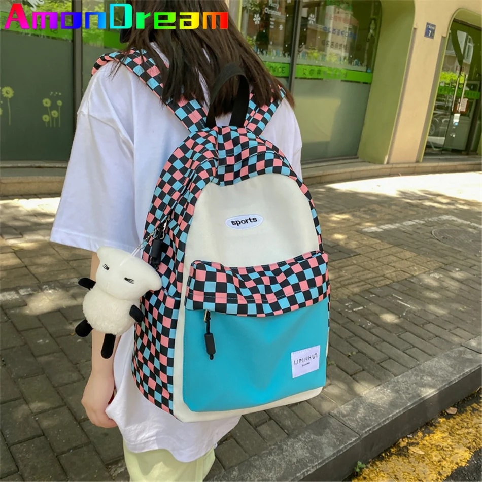 Модный клетчатый рюкзак для девочек классная школьная сумка из ткани Оксфорд