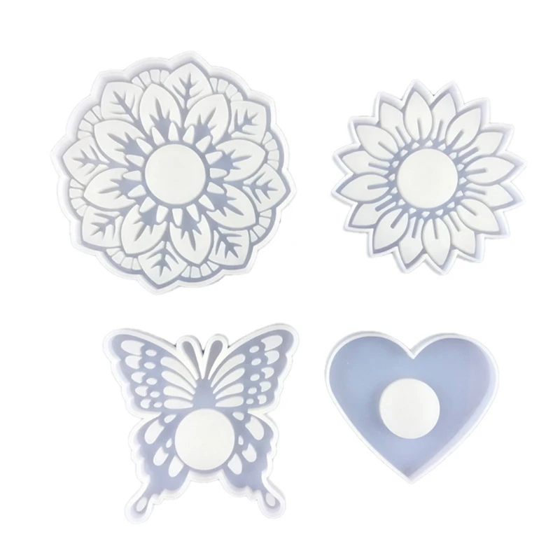 

Flower-shaped Candle Holder Mold Diy Heart-shaped Candle Holder Candle Combination Coaster Mirror Crystal Epoxy Mold