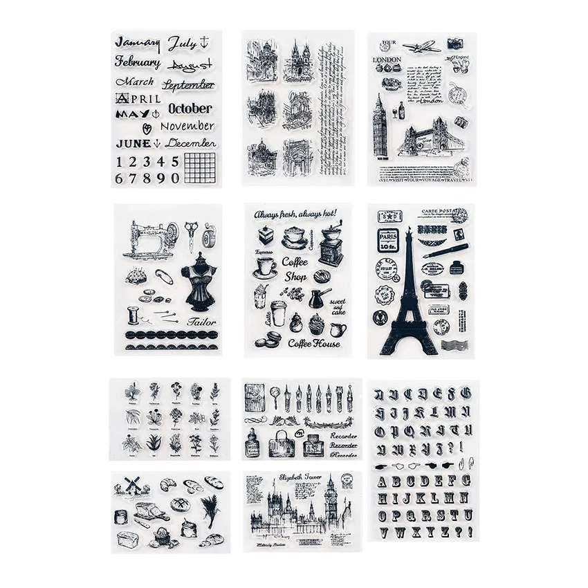 Прозрачные штампы с кленовыми листьями 11*16 см/Силиконовые пломбы роликовые для