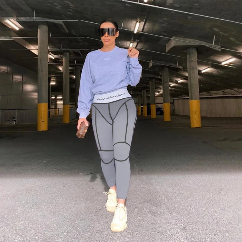 Женские леггинсы с высокой талией Fitshinling Athleisure облегающие буквенным принтом и