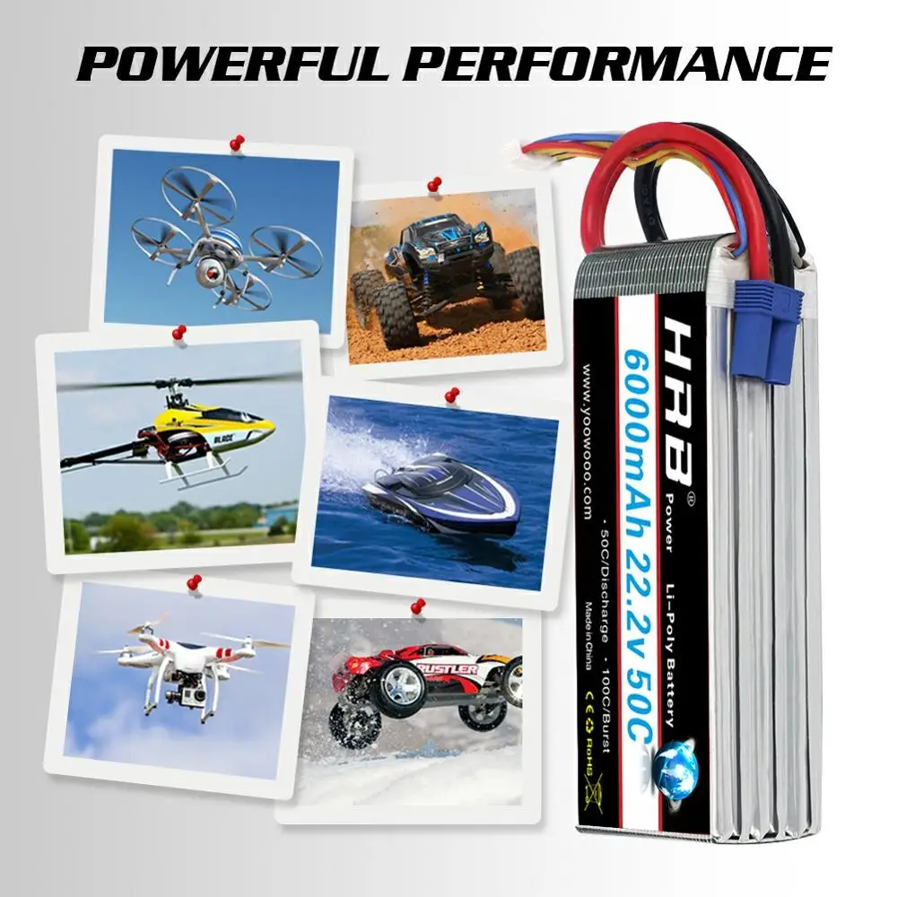 Аккумулятор HRB LiPo 3S 4S 6000mAh 11 1 V 14 8 22 2 RC Lipo 50C для радиоуправляемого автомобиля Traxxass
