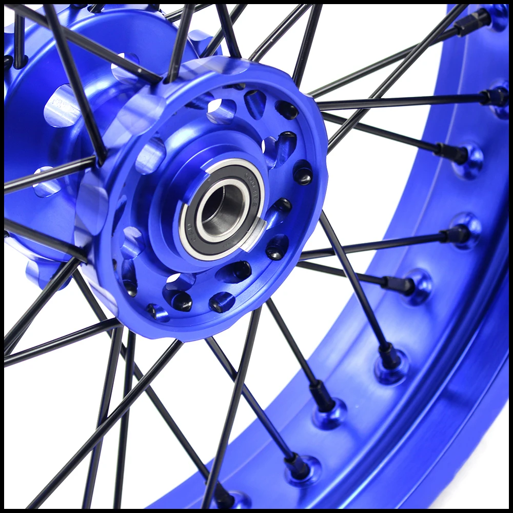 3 5/4 25 Supermoto колеса Supermotard диски набор для YAMAHA YZ250F 2001-2019 YZ450F 2003-2019 синий обод черная