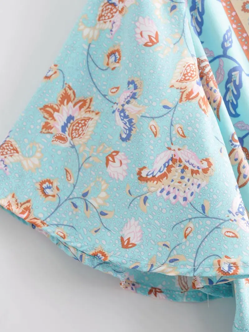 

BacklakeGirls 2021 Summer Deep V Neck Floral Print Dress Women Casual Short Sleeve Boho Dress Female Sexy A Line Beach Vestidos
