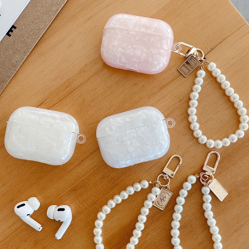 

Luxury Girl Glitter Headset Cover For Airpods 2 1 Pro Leopard Pattern TPU Earphone Case for airpods pro 2 funda with pearl chain
