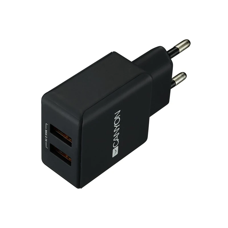 Сетевое зарядное устройство CANYON CNE CHA03B 2*USB 5В 2.1A Smart IC|Зарядные устройства| |