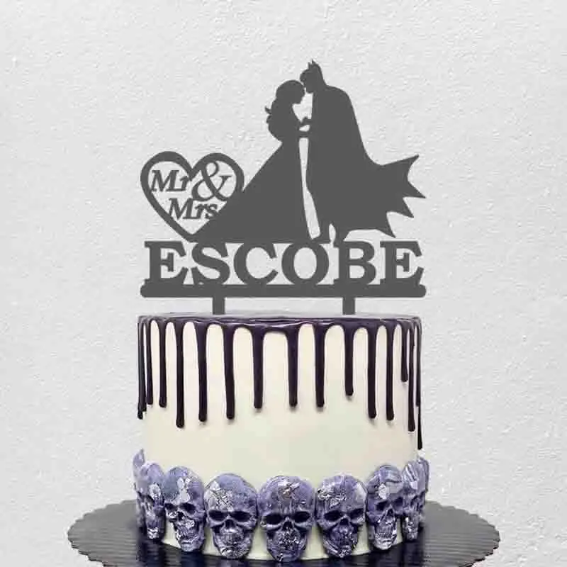Индивидуальный акриловый Топпер для торта с именем Мистер миссис Бэтмен невесты
