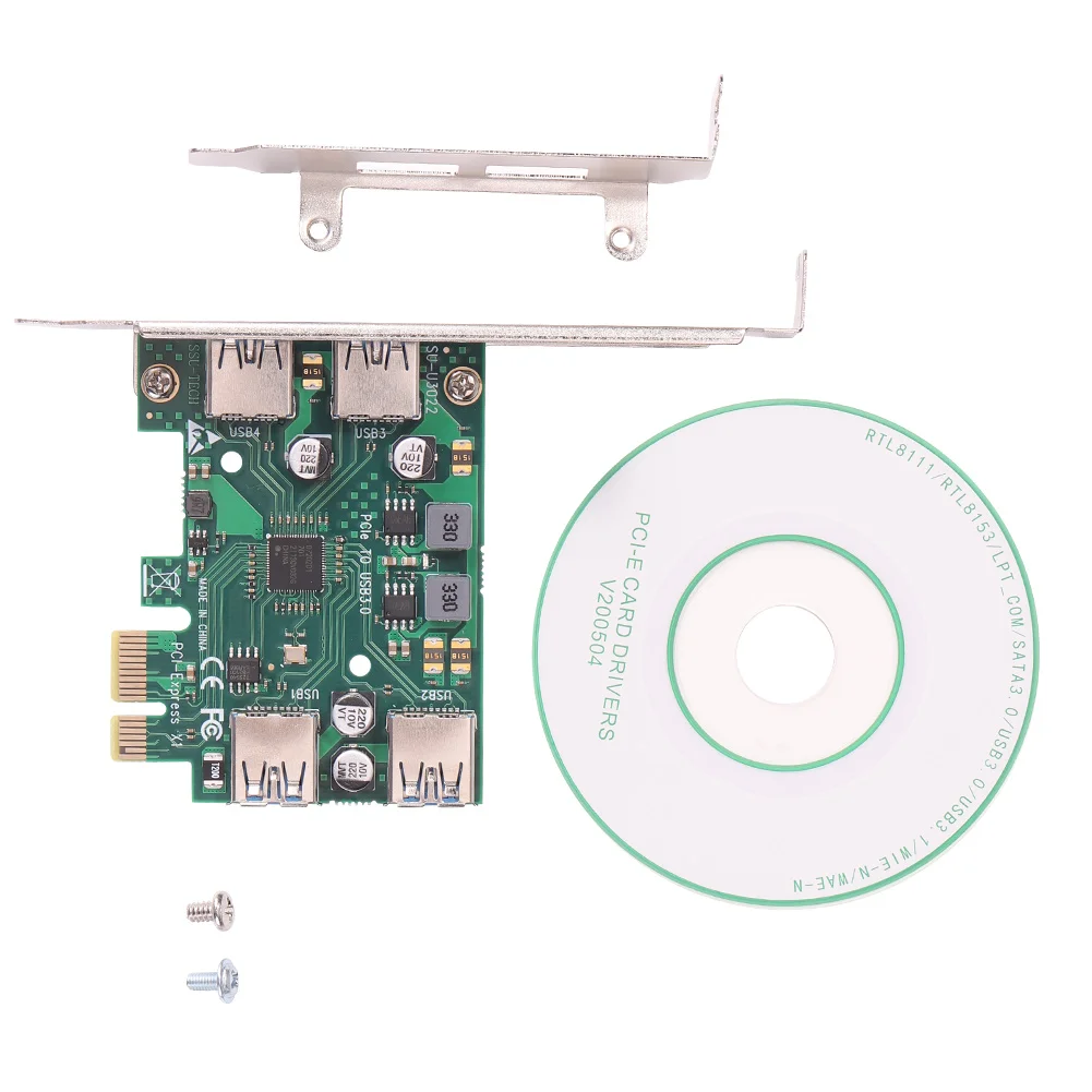 

PCI-Express 1X to USB 3.0 Adapter Card Computer Mining PCI-E 1 to 4 Riser Board for DOS/Linux/Windows XP/7/8/10
