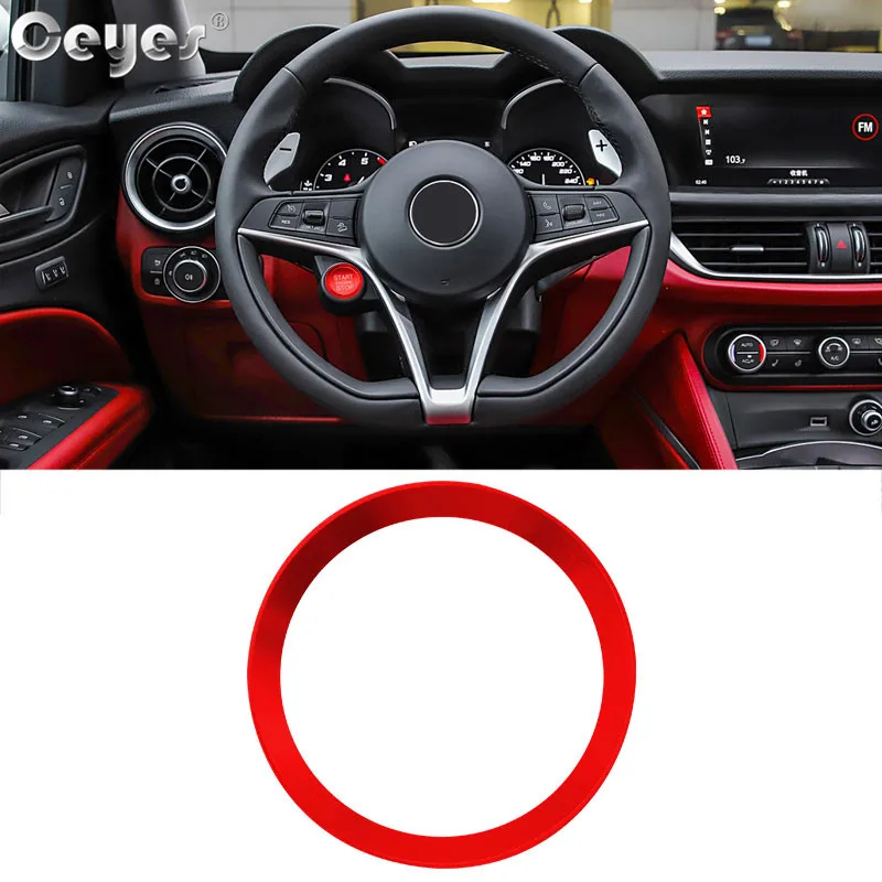 Red Ring Cover Ceyes автостайлинг кнопка запуска двигателя кольцо Крышка для Alfa Romeo Mito 159 147 156 Giulietta Stelvio 166 аксессуары для интерьера - Название цвета: Red Ring Cover