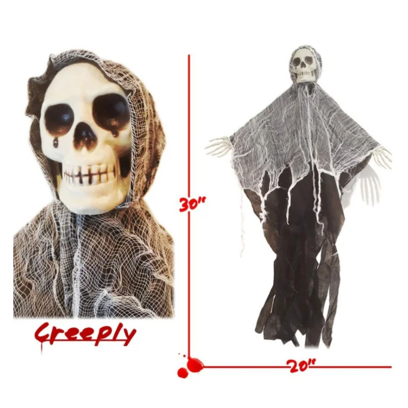 Череп подвесной Призрак для дома с привидениями Grim Reaper ужас Дверь Декор Хэллоуин