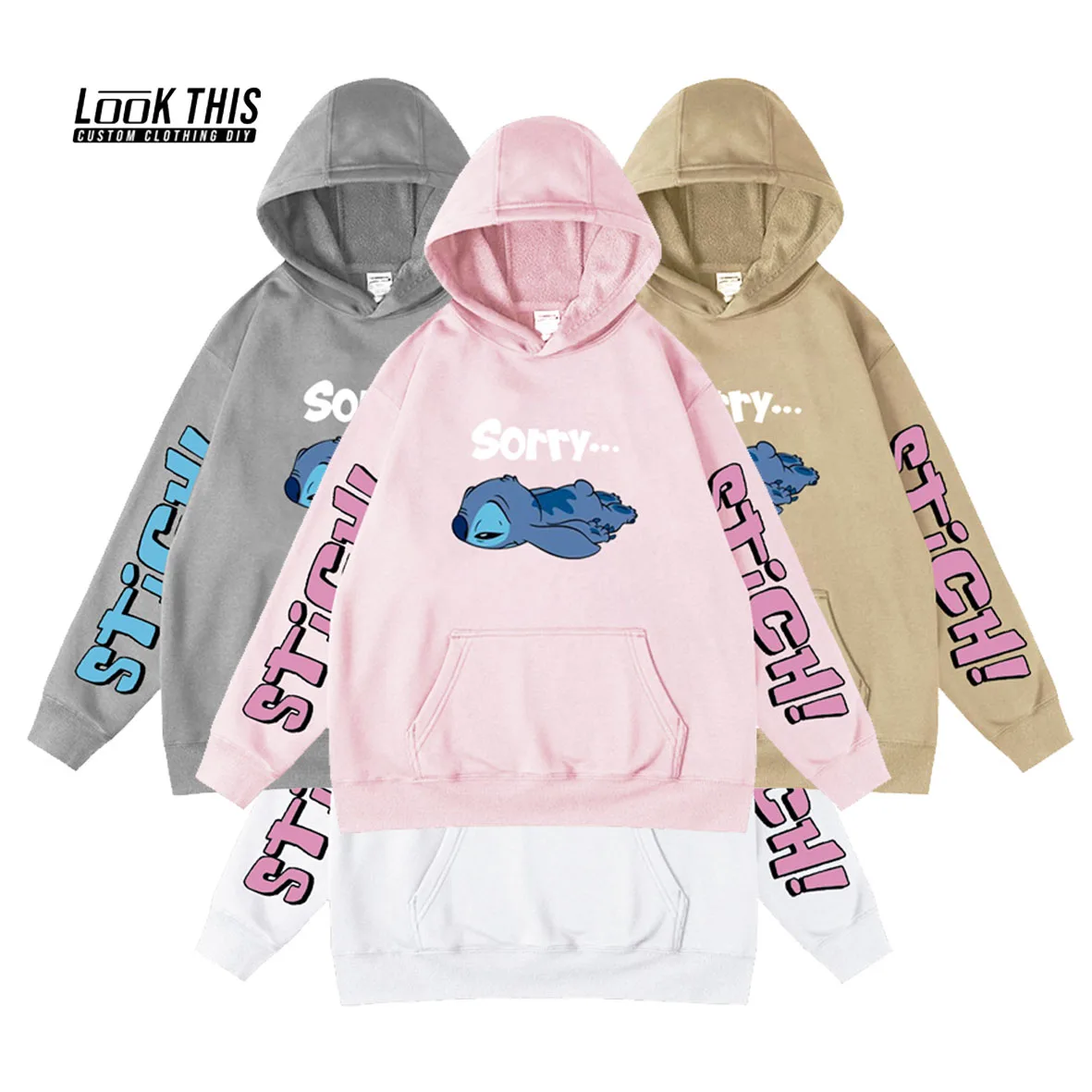 

Stitch Cartoon Mens Hoodies Men's Cuff Printing Hip Hop Hoodies Male Casual Sweatshirts Boy Japan Style Streetwear Sweatshirt