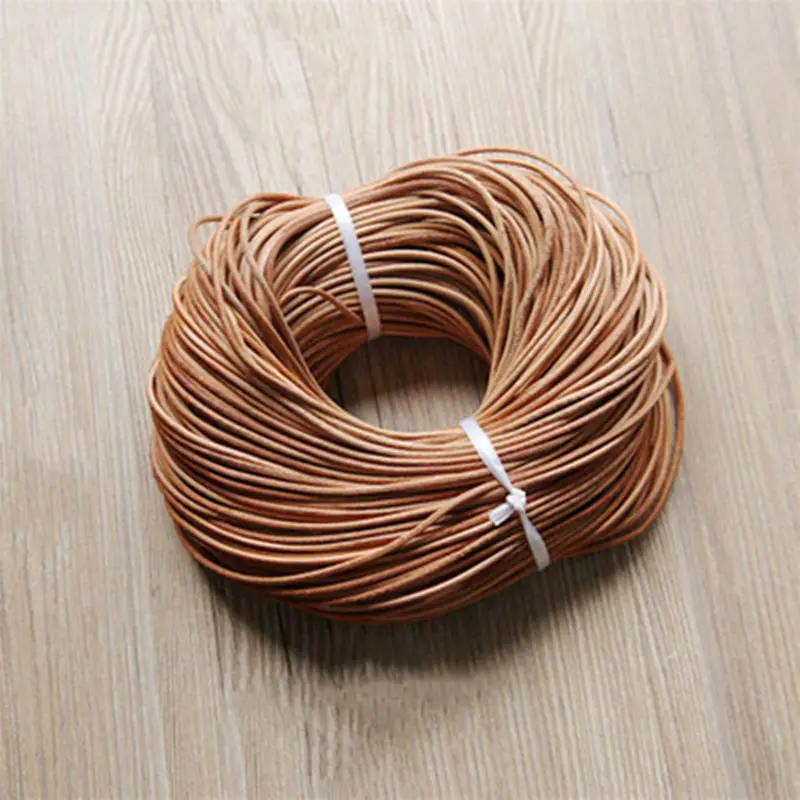 Nude Colour 2 м натуральная кожа шнур коричневый, черный круглый коровья кожа Веревка 1,5/2/3/4/5 мм твердые строка «сделай сам» Цепочки и ожерелья браслет ювелирных изделий - Цвет: Nude Colour