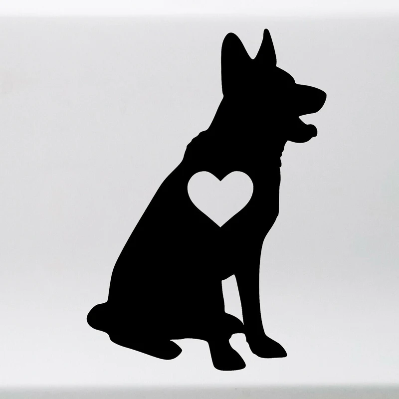 Немецкая овчарка с сердцем виниловая наклейка-GSD Любовь Собака