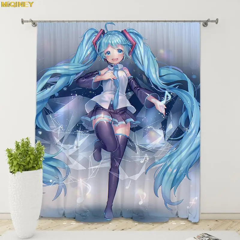 

Светонепроницаемые шторы MiQINEY Singer Miku с 3D принтом, занавески с одной панелью для детей, мальчиков, девочек, взрослых, для спальни, гостиной, до...