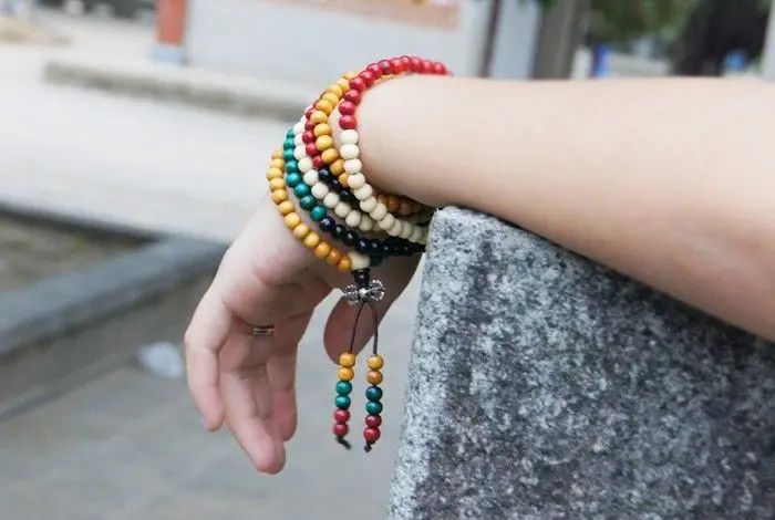 Тибетский буддизм 216 пять цветов деревянный молитвенный бисер Ваджра кисточки