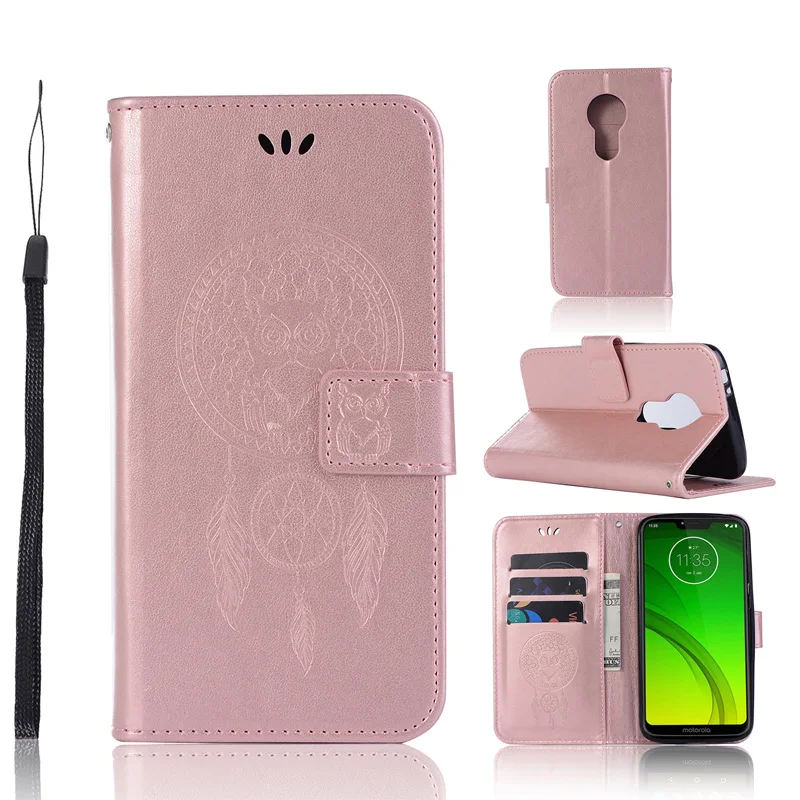 Кожаный чехол книжка с изображением милой совы для Motorola Moto P40 G Power E G8 Stylus 2020 Edge Plus
