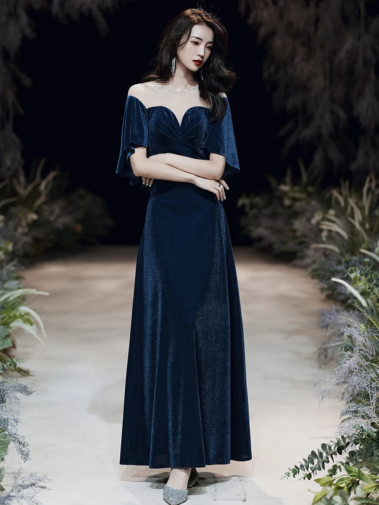 

Zanzea Plus Size Vestidos Mujer Women Dress Party Long Noble Temperament Fashion Bat Sleeve Navy Winter A-line Batwing Elegant