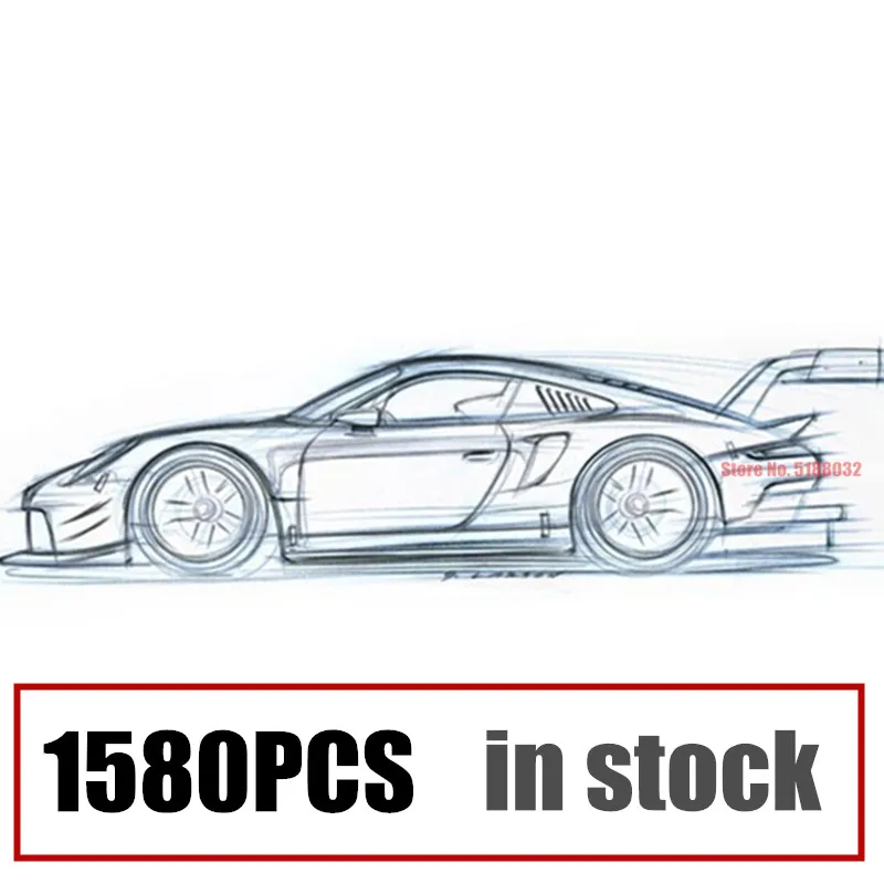 

Совместим с 42096 1580 шт. технических блоков, RSR белый супер суперавтомобиль, гоночный автомобиль, строительные блоки, идея для города, модель, и...