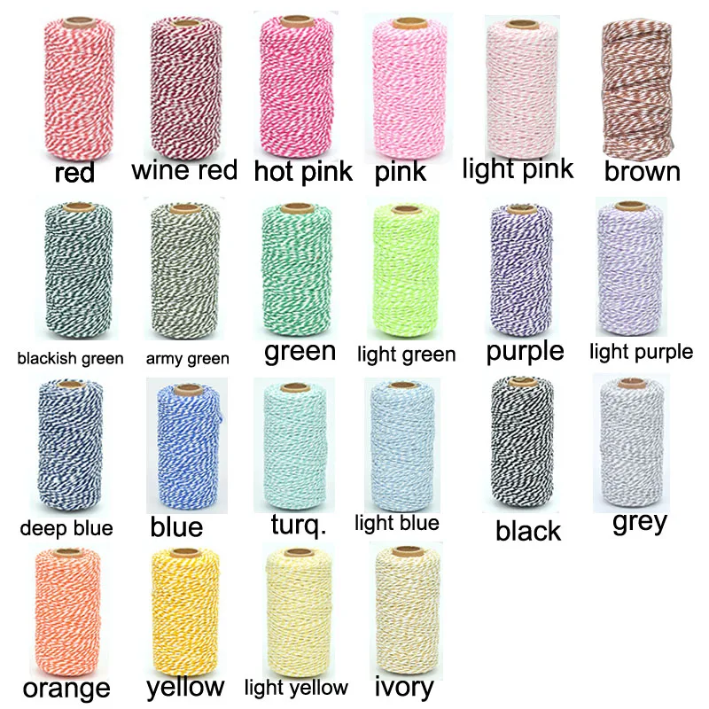 100 м/рулон 2 слой цвета булочных шпагат строка ручной хлопковых шнуров подарочная