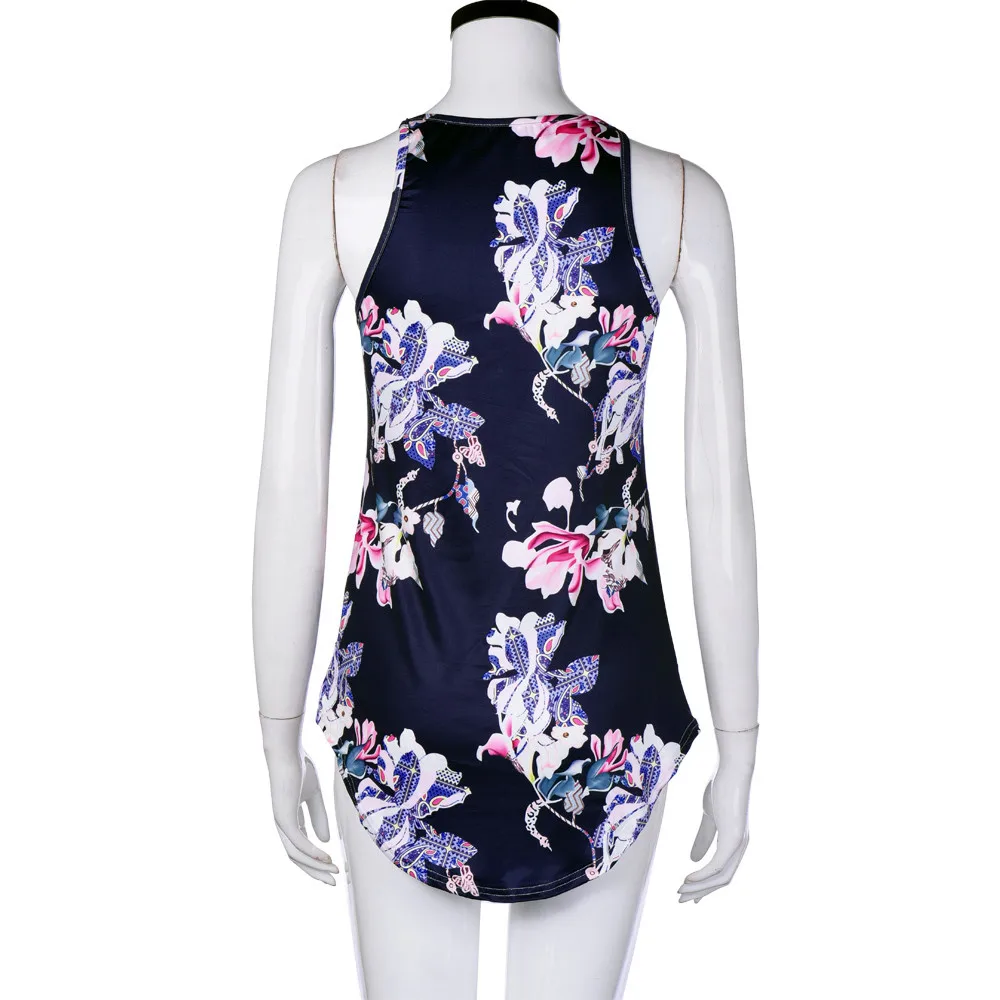 Женская летняя блузка без рукавов с цветочным принтом|Блузки| |