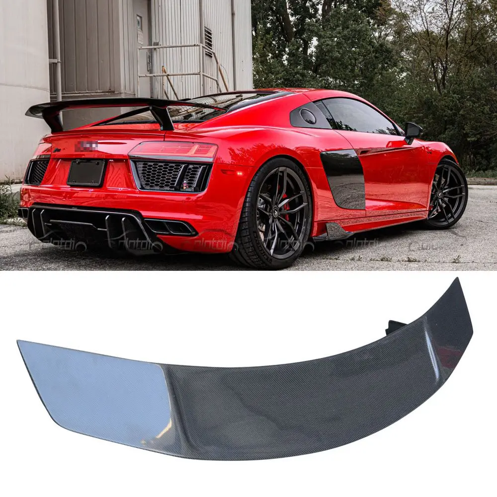 

Car Tuning Kits V Style Carbon Fiber Rear Trunk Lip Ducktail Spoiler Tail Wing For Audi R8 4S9 2016-2020