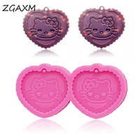 lm1105 shiny cat love shape epoxy resin silicone mold diy making pendant small clay mold earring pendant jewelry silicone mold