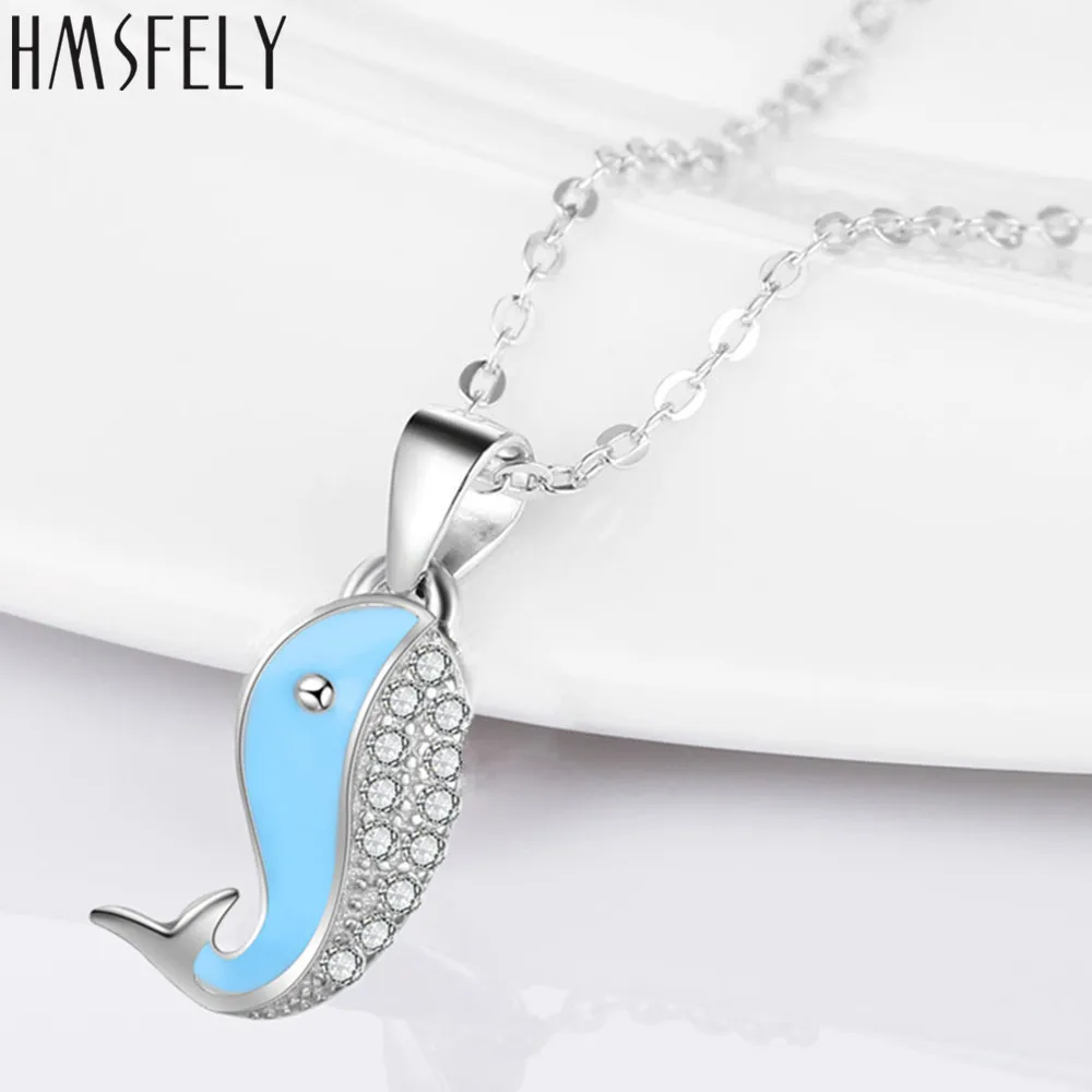 

HMSFELY 925 Sterling Silver Charm Zirconia Whale Pendant DIY Charm Bracelets Accessories Dangles For Necklace Jewelry Making