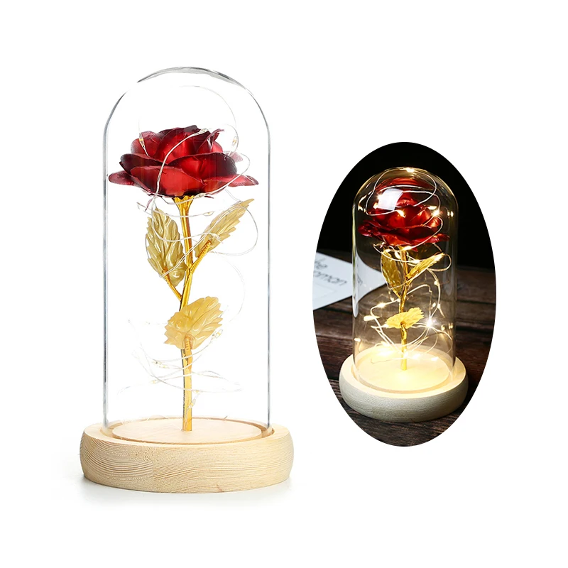 Красавица и Чудовище Роза навсегда цветок красная роза в стеклянном куполе