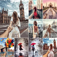 diy 5d diamond embroidery scenery diamond painting street back view cross stitch full square round drill mosaic home decor gift
