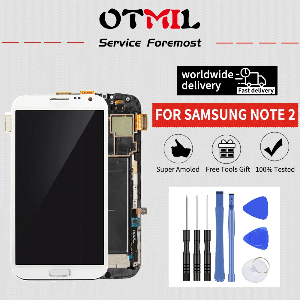 ЖК-дисплей 5 дюйма для SAMSUNG Galaxy Note 2 N7100 AMOLED сенсорный экран с дигитайзером в сборе