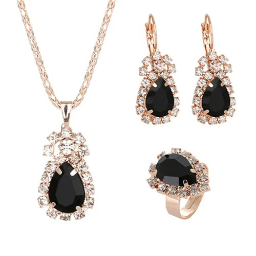 H13419 ZOSHI модное ожерелье, серьги, кольцо, Свадебные Ювелирные наборы для женщин, синие африканские Хрустальные Бусины, Свадебный комплект ювелирных изделий - Окраска металла: H13419